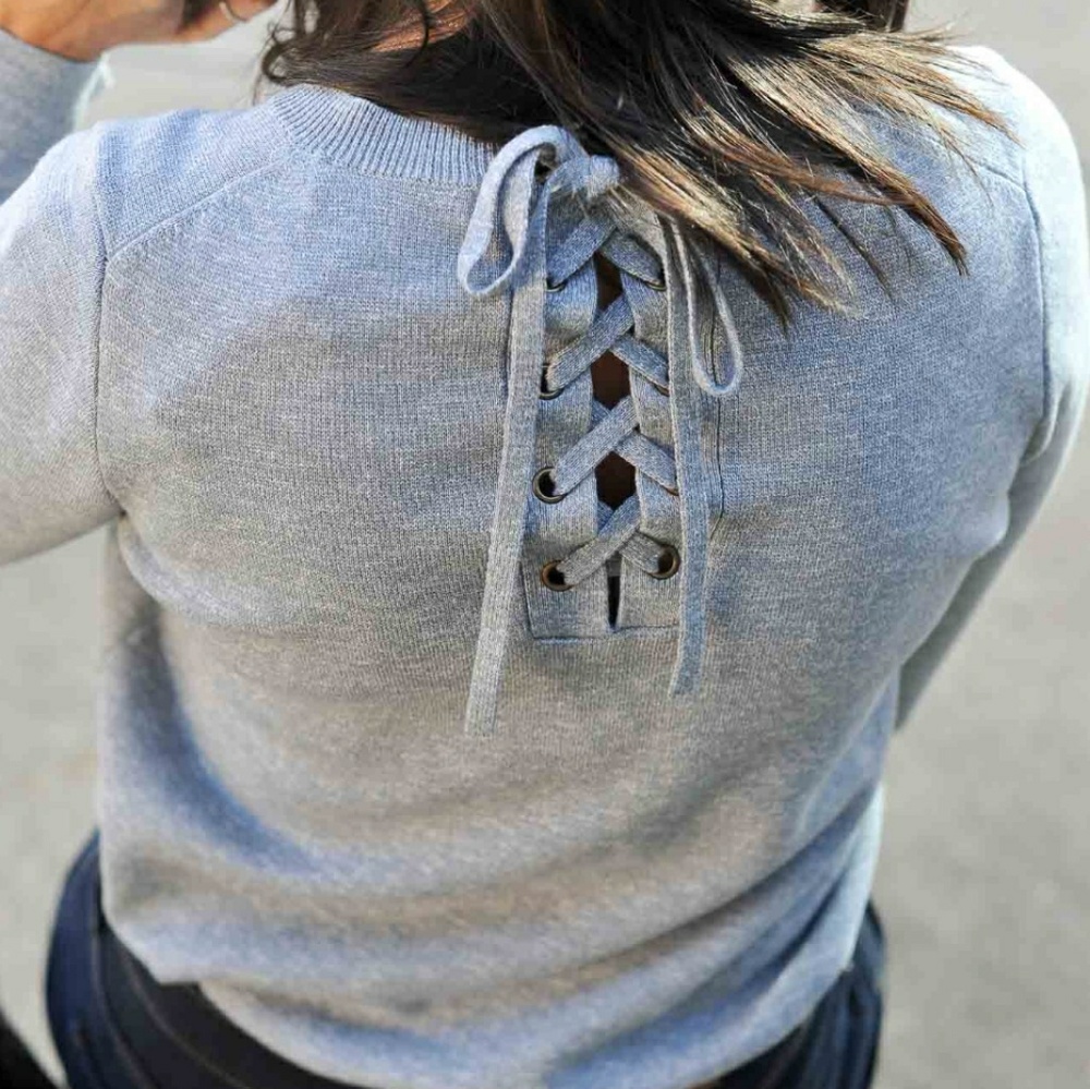MADEWELL LACE UP BACK SWEATER S - Picture 3 of 8